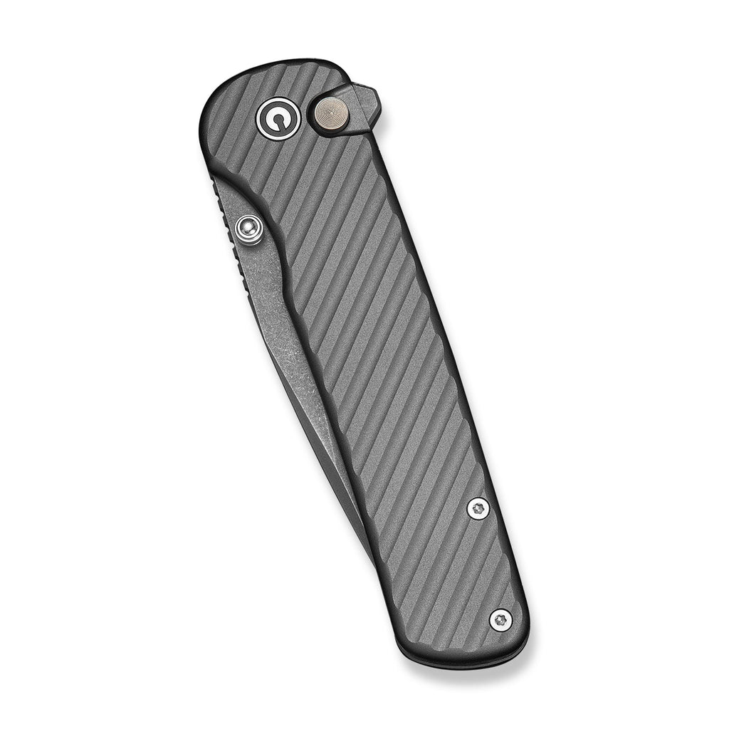 CIVIVI Iron Tide Flipper & Thumb Stud & Button Lock Knife Gray Aluminum Handle (3.24" Gray Stonewashed 14C28N Blade) C25011-3
