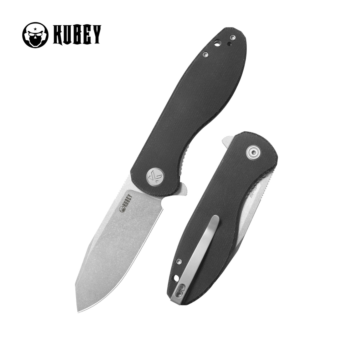 KUBEY Master Chief Outdoor Folding Pocket Knife Black Micarta Handle 3.43" Beadblast 14C28N KU358K