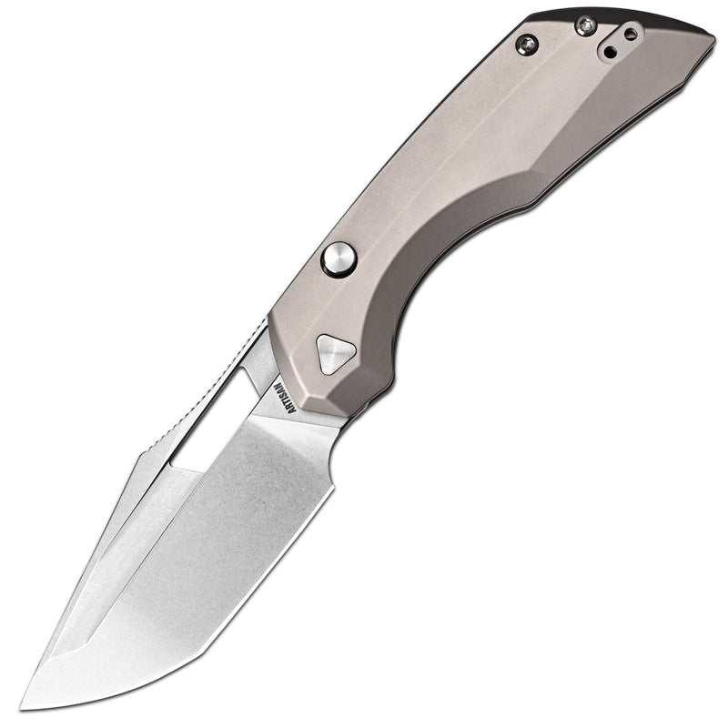 ArtisanCutlery Mousebird Thumb Hole Top Liner Lock EDC Knife Titanium Handle Titanium Clip(3'' S35VN Stone Wash Blade ) 1889G-GY