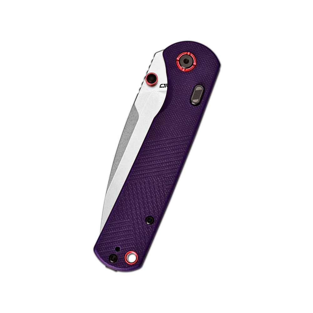 CJRB Latitude Thumb Stud & Top Liner Lock EDC Knife Purple CNC G10 Textured Handle(3.47'' AR-RPM9 Steel Stone Wash Blade) J1975-PU