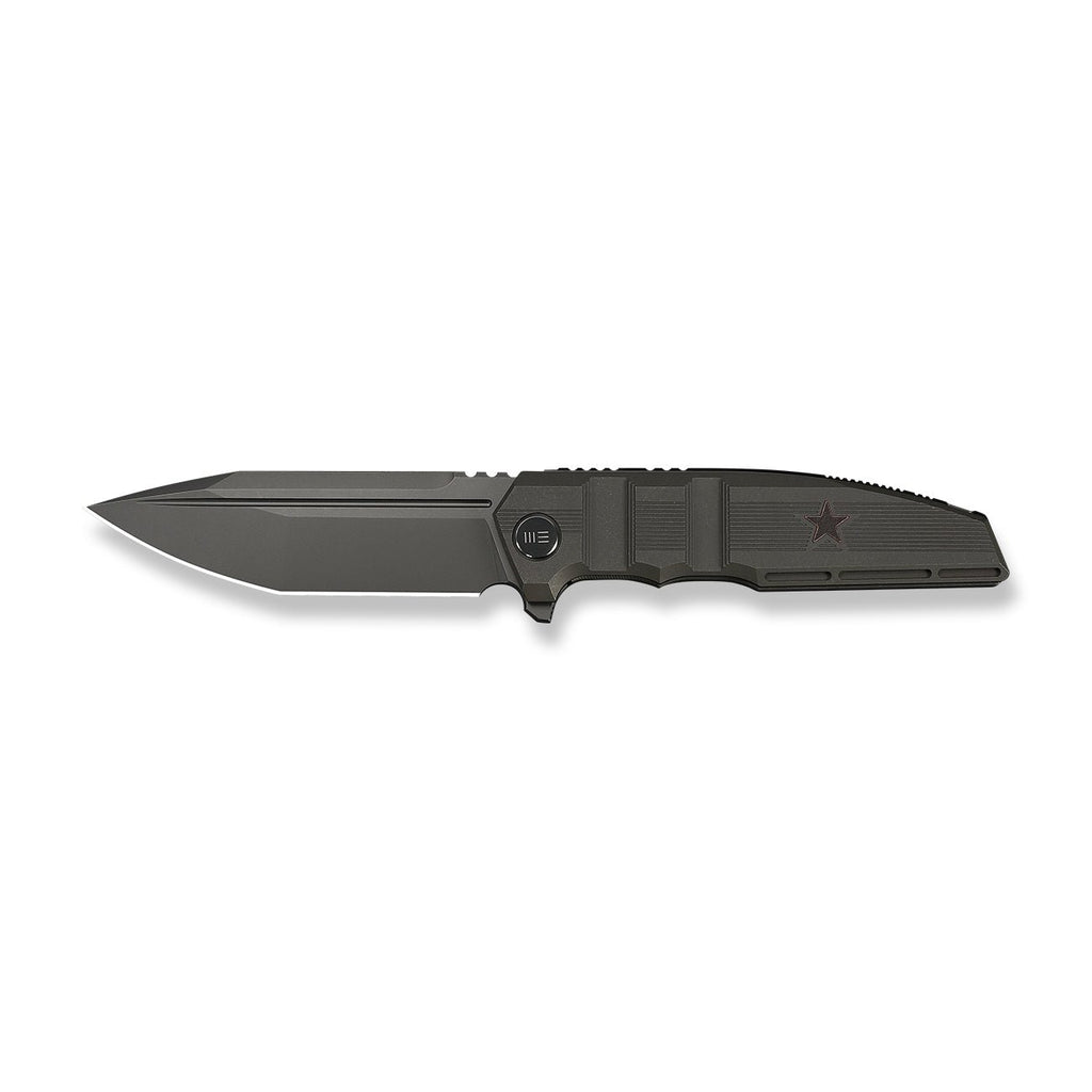 WEKNIFE Breach Flipper Knife Charcoal Gray Titanium Handle (3.85" Dark Gray Stonewashed Bohler M390 Blade) WE25077-1