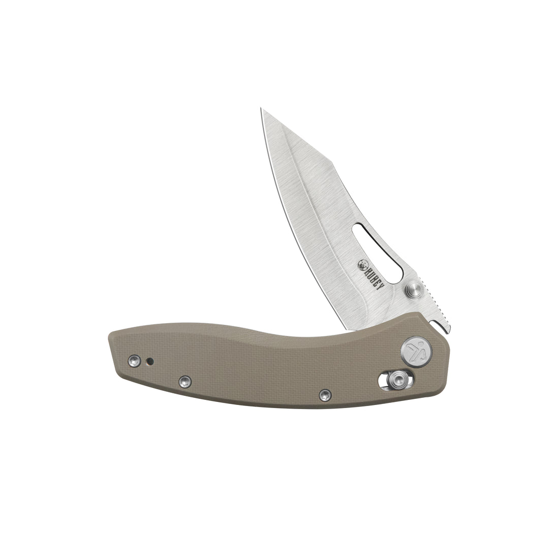 Kubey Caiman Crossbar Everyday Carry Folding Knife G10 Khaki Handle 3.1" Satin San Mai M2 KU421D