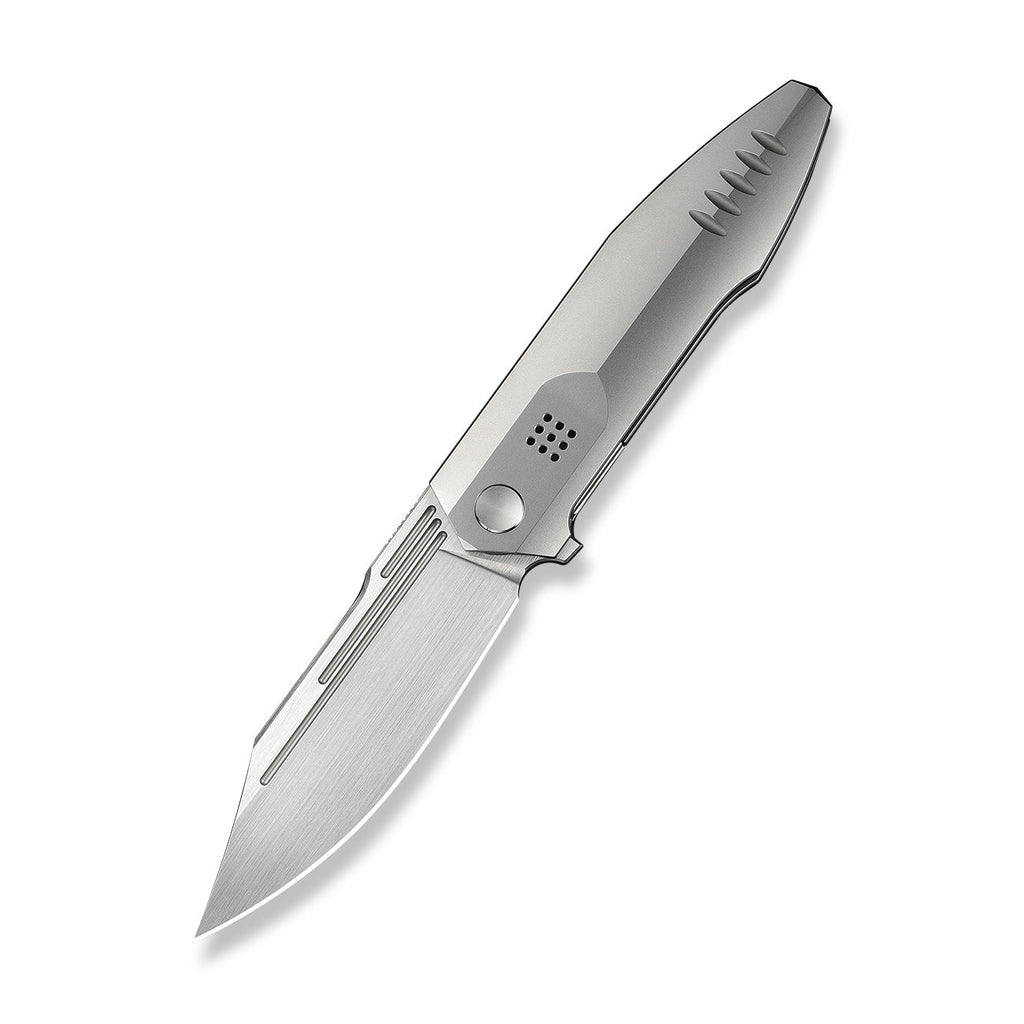 WEKNIFE Flight Line Flipper Knife Polished Bead Blasted Titanium Handle (3.81" Hand Rubbed Satin Bohler M390 Blade) WE23089-3