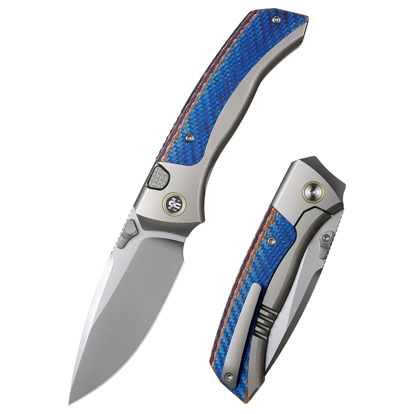 REMETTE RT-Steed Innovative Button Frame Lock M390 Blade Titanium Carbon Fiber Handle Folding Pocket Knife RTWS-TC