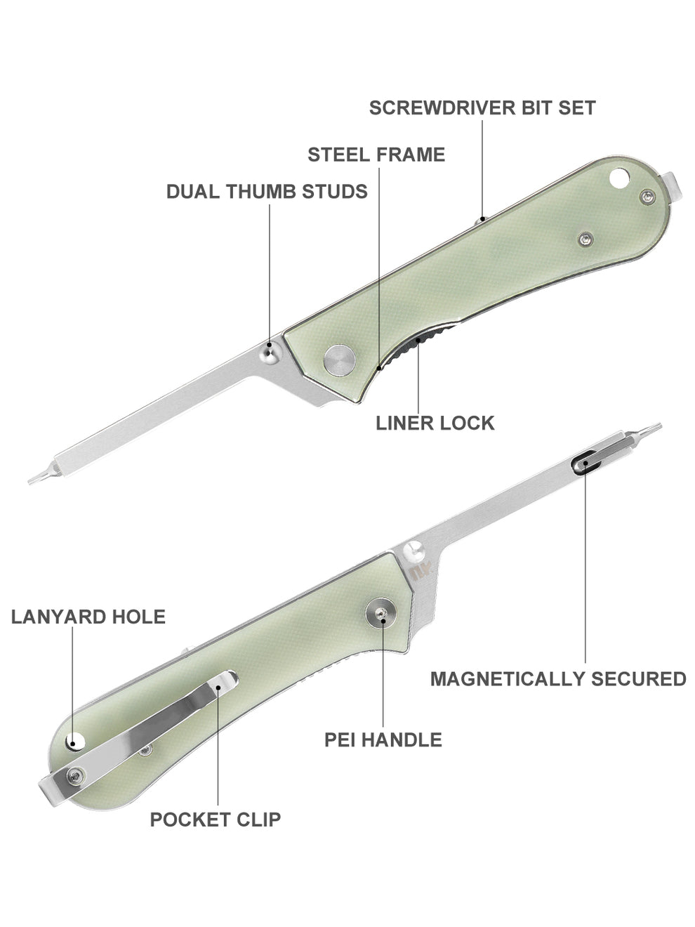 NUKNIVES KUMPANTER T33 FOLDING SCREWDRIVER JADE T33-3003