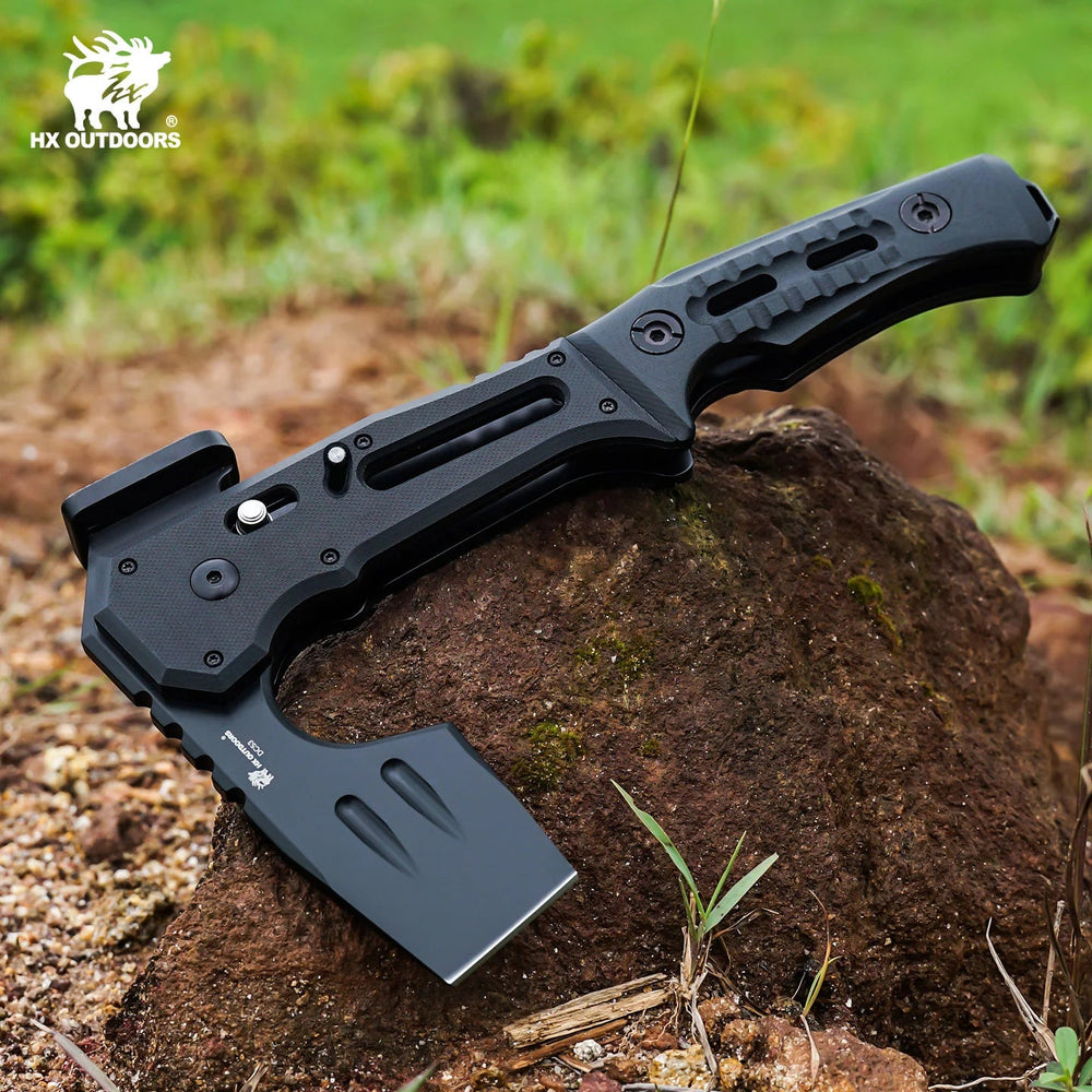 HX OUTDOORS FALCILUX Folding Hatchet | 9.25" Overall Length | DC53 Blade | Black G10 Handle