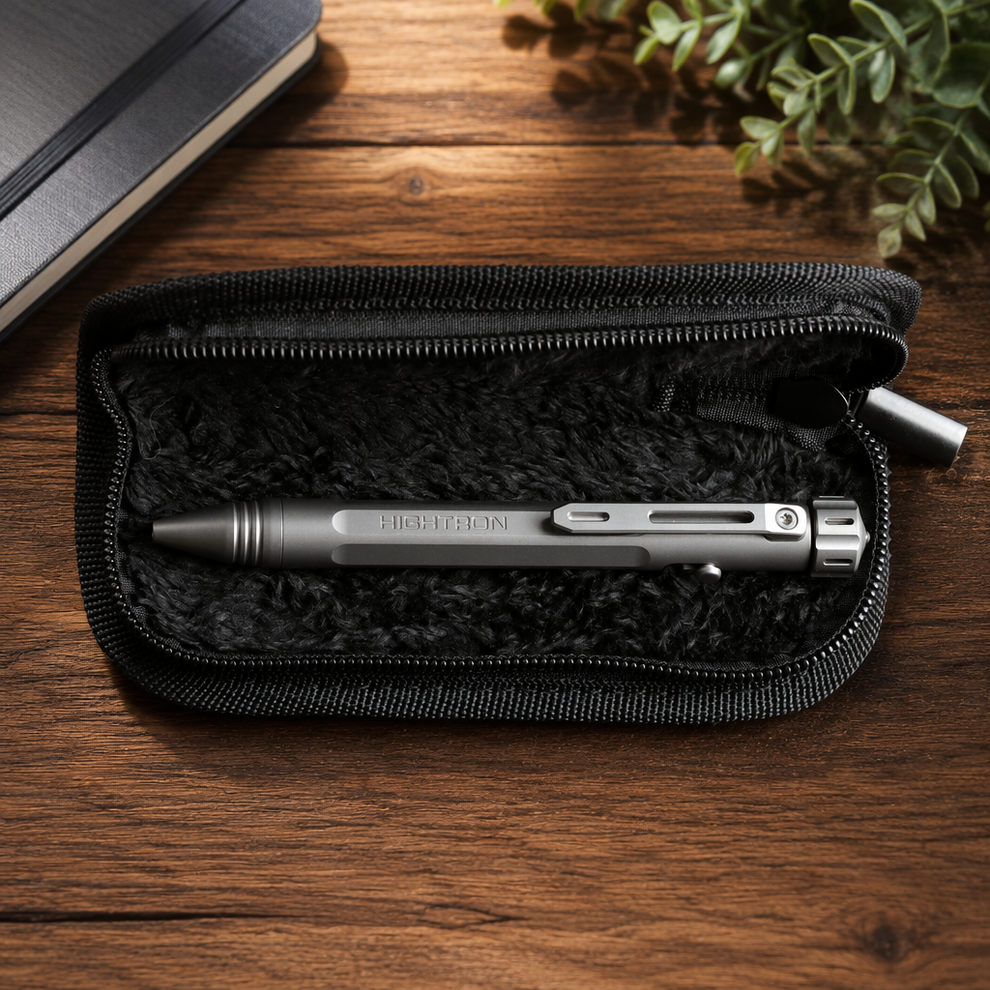 Hightron Vortron Titanium Pen, Sandblasted Gray Finish, Premium EDC Writing Tool