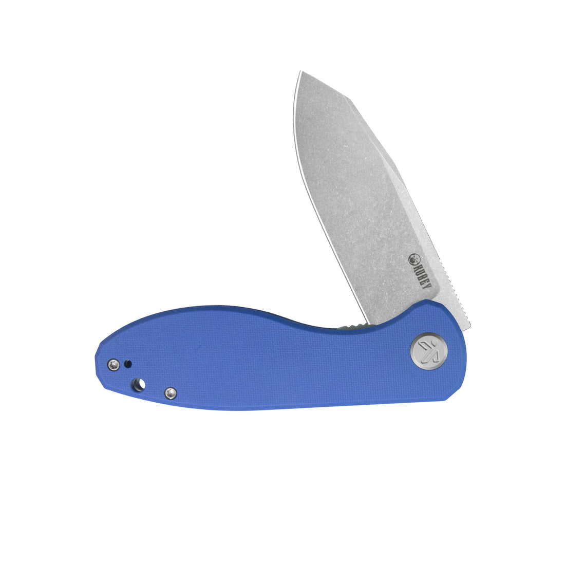 KUBEY Master Chief Outdoor Folding Pocket Knife Blue G10 Handle 3.43" Beadblast 14C28N KU358M