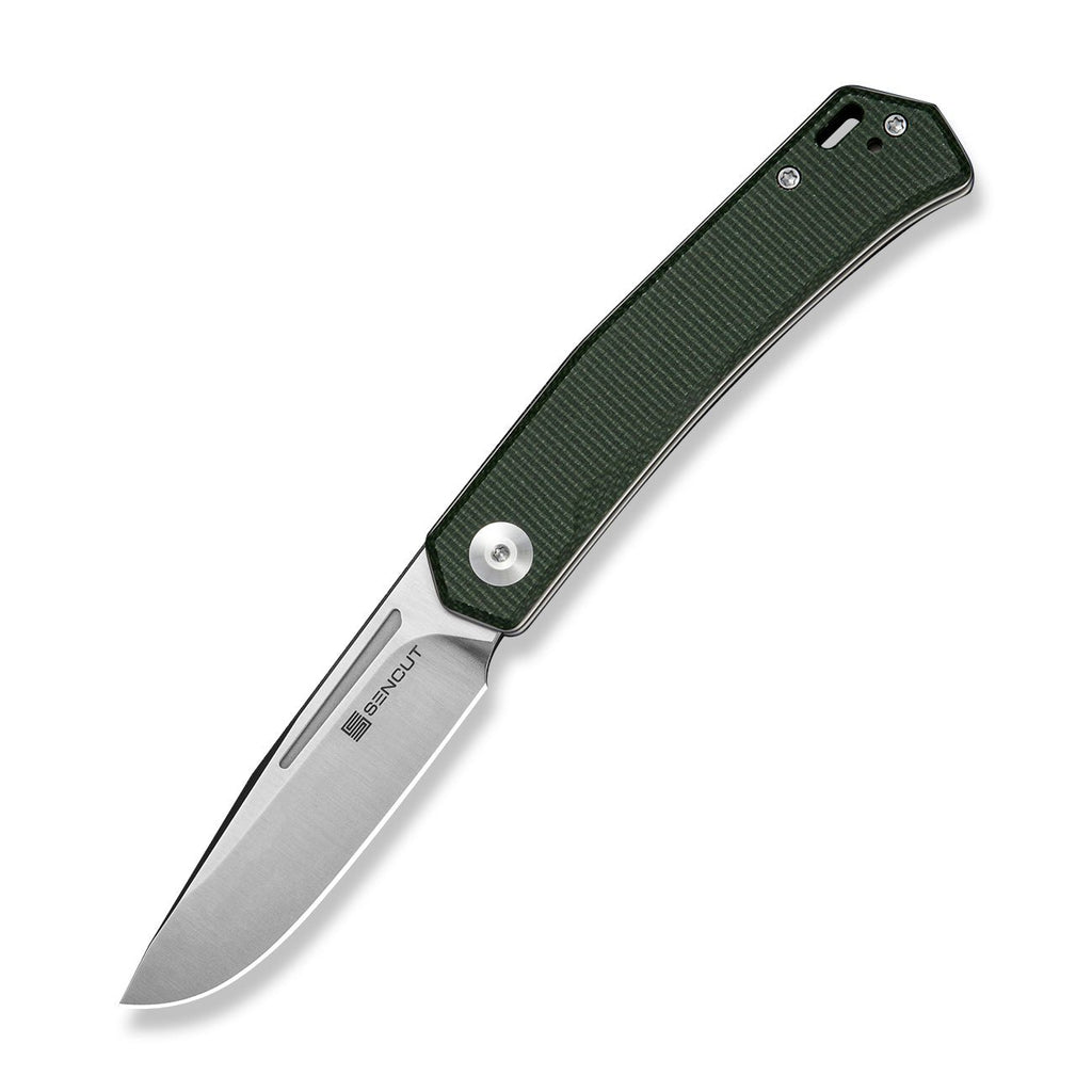 SENCUT Braxx Slip Joint Knife Green Canvas Micarta Handle (3.12" Satin Finished D2 Blade) S25089-2