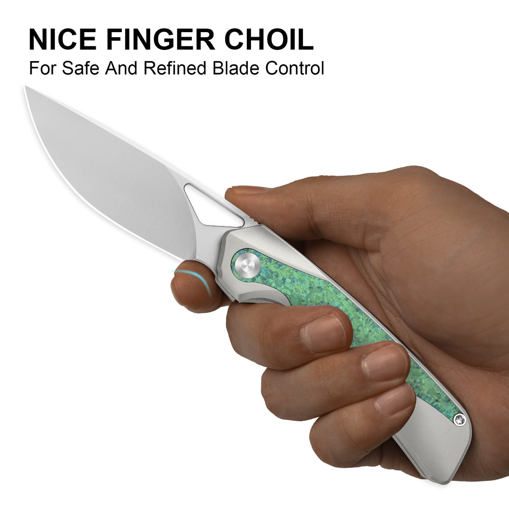 KIZER CUTLERY Topsail | M390 | Titanium & Crystallized Titanium | Front Flipper | Ki3735A4