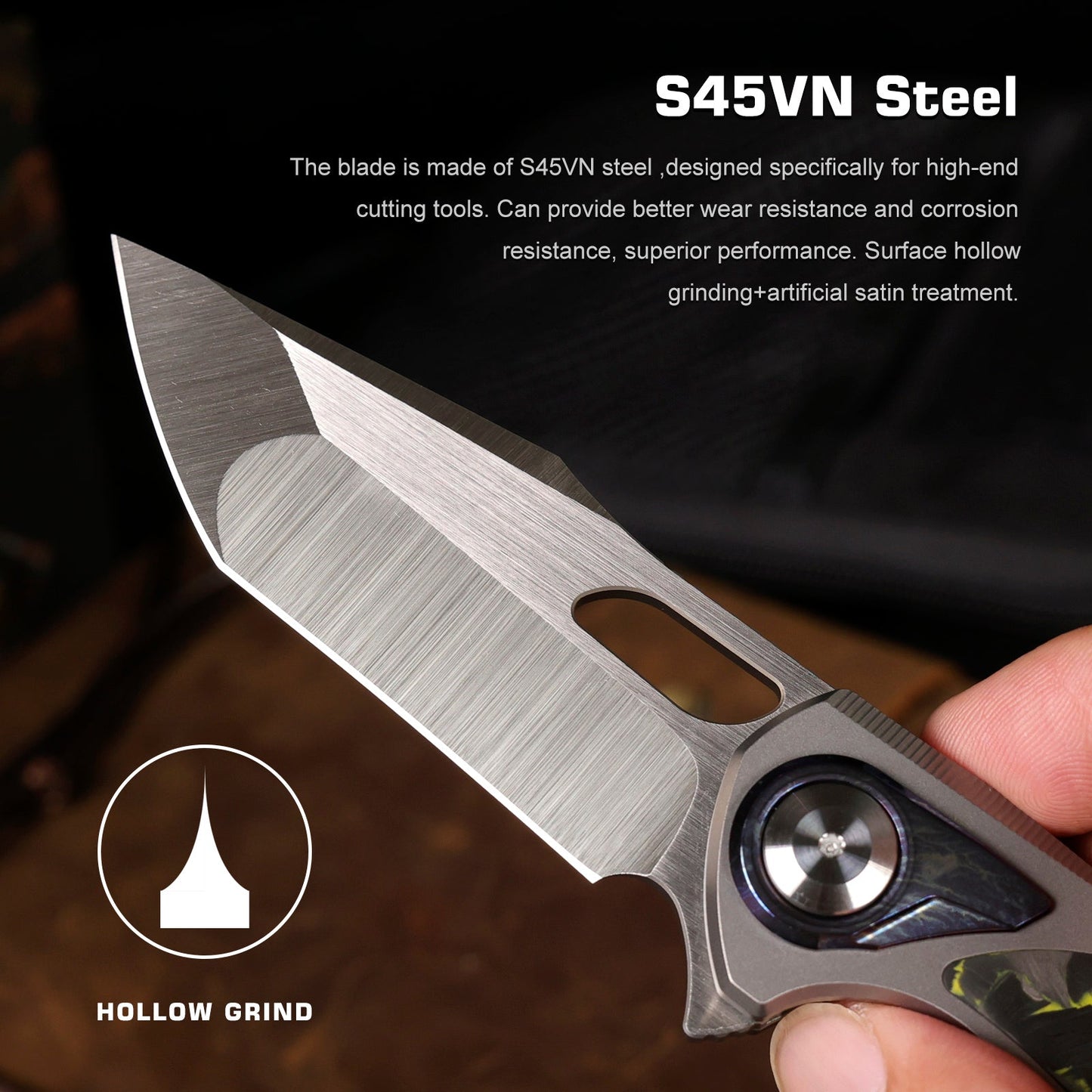 REMETTE RT-Saker Falcon Folding Pocket Knife Innovative Button Lock Structure Design S45VN Blade Titanium Handle Knives ASTP-2 with Safety Lock