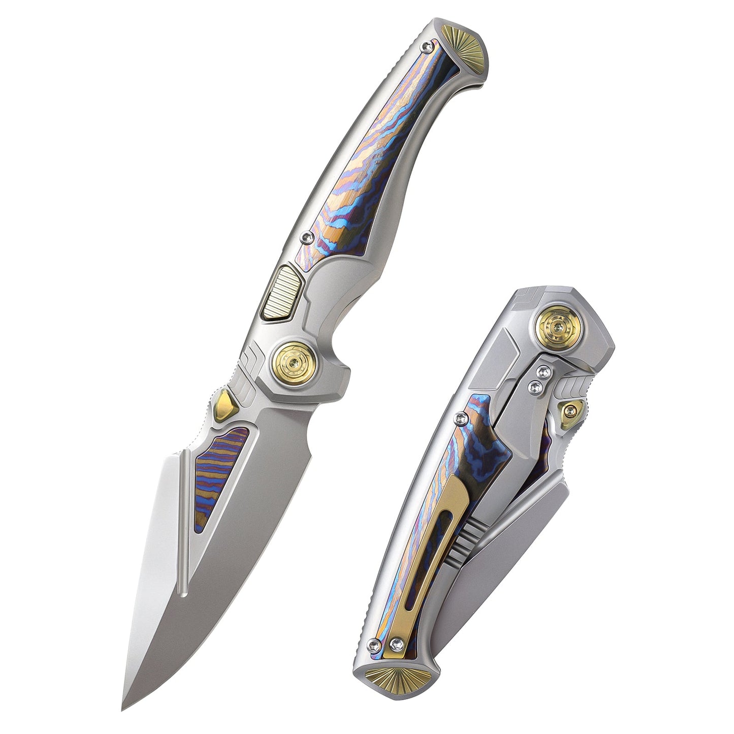 REMETTE RT-Scepter Innovative Button Frame Lock M390 Blade Timascus Handle Knife SCPT-A