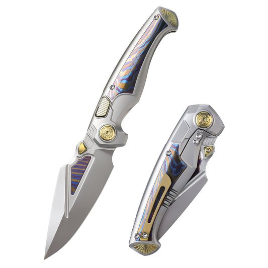 REMETTE RT-Scepter Innovative Button Frame Lock M390 Blade Timascus Handle Knife SCPT-A