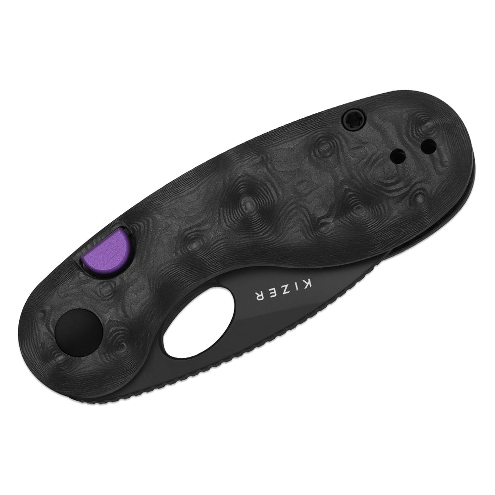 KIZER CUTLERY Microbe™ | 5Th Pocket Knife | Kizer Button Liner Lock™ | Fat Carbon Black Dune Handle | KizerB™ 2742A3