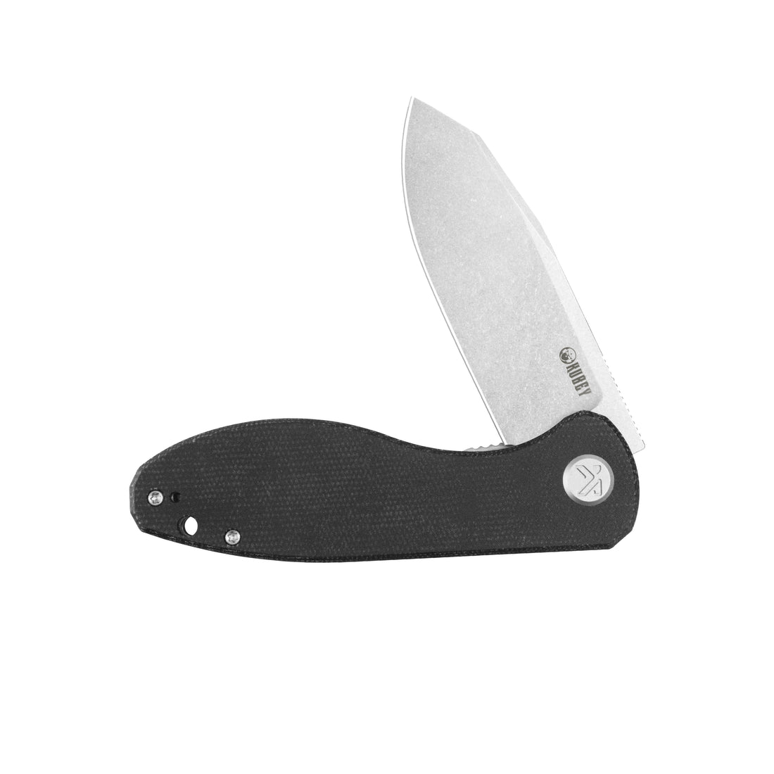 KUBEY Master Chief Outdoor Folding Pocket Knife Black Micarta Handle 3.43" Beadblast 14C28N KU358K