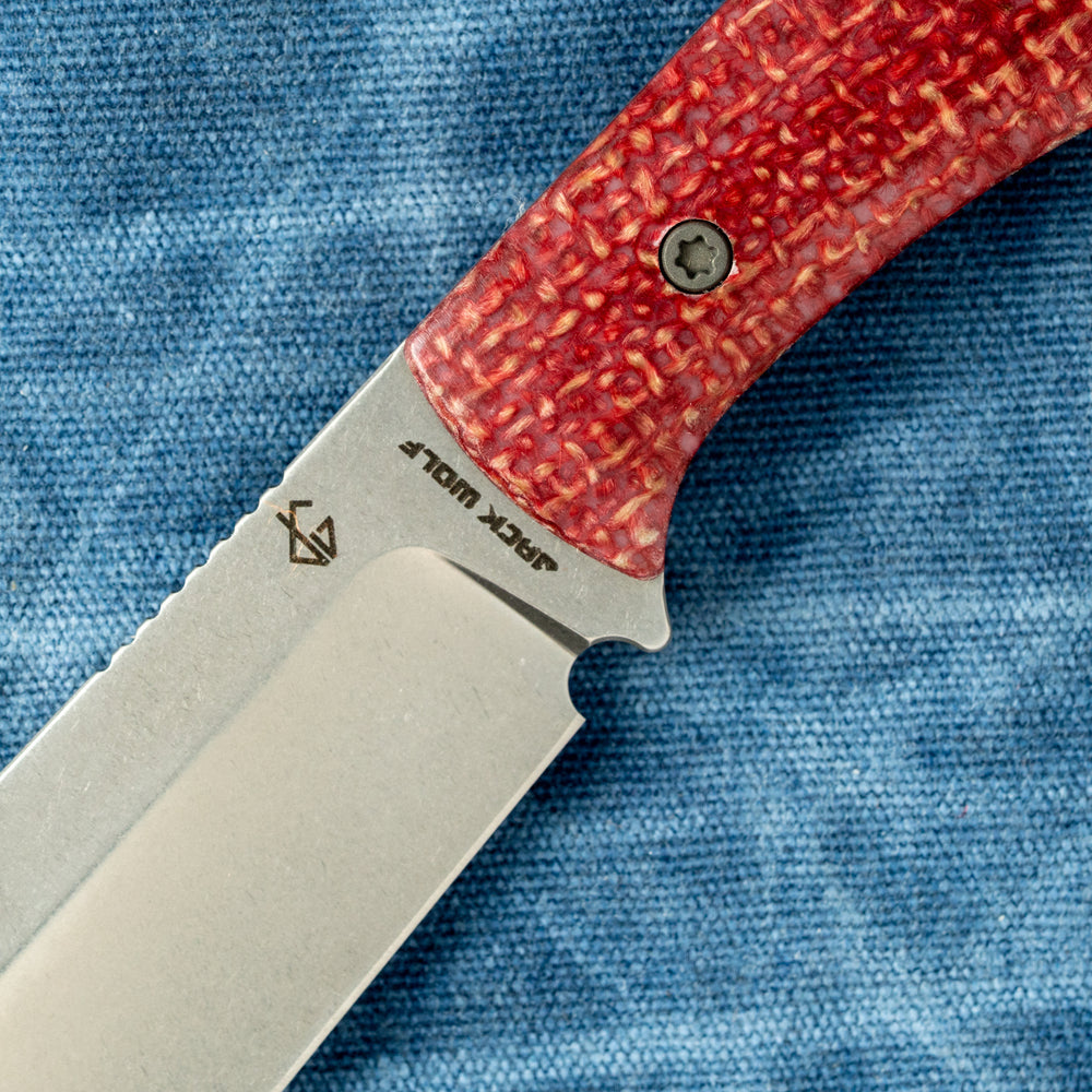JACK WOLF KNIVES BORDERTOWN BOWIE - VIBE BORDEAUX JUTE MICARTA