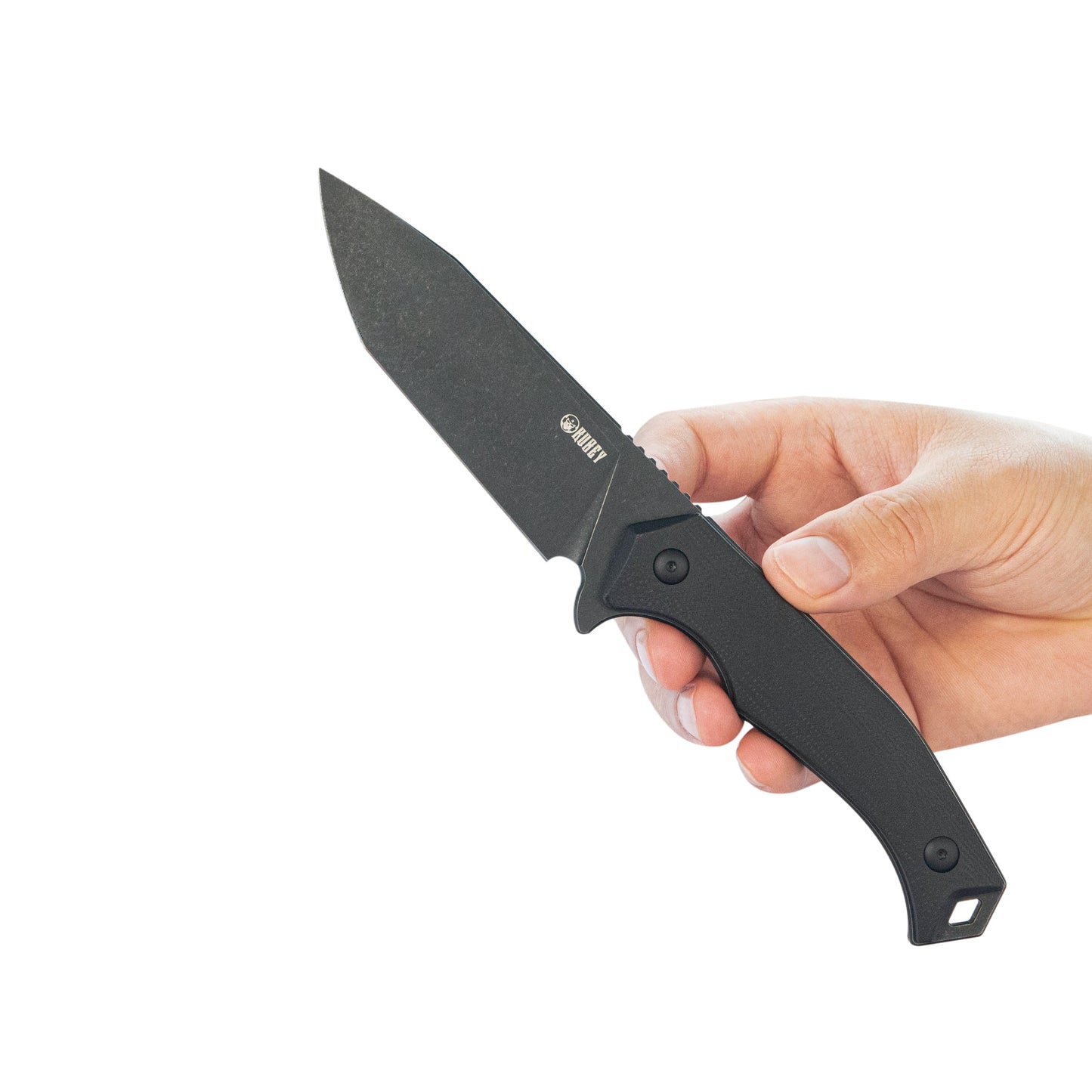 KUBEY Swordfish Outdoor Fixed Blade Knife Black G10 Handle 4.1" Blackwash AUS-10 KU184F