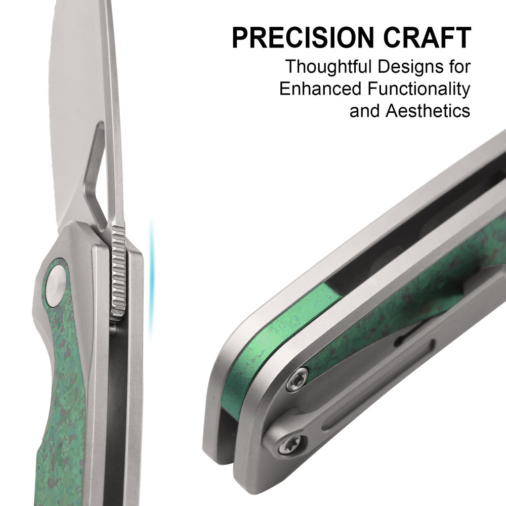 KIZER CUTLERY Topsail | M390 | Titanium & Crystallized Titanium | Front Flipper | Ki3735A4