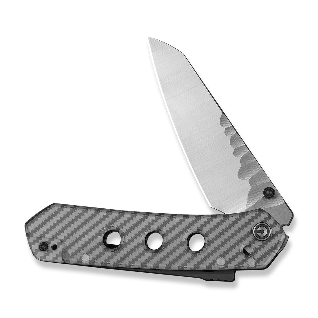 CIVIVI Vision FG Thumb Stud & Superlock Knife Polished Clear Lexan Handle (3.54" Satin Finished Nitro-V Blade With Rock-Grind Pattern) C22036-8