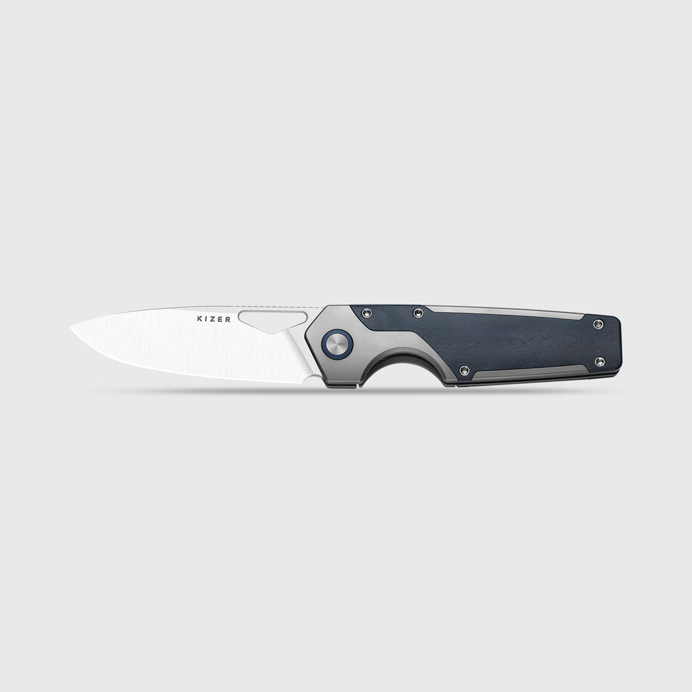 KIZER CUTLERY Serpentine | M390 | Titanium & Blue Richlite | Satin