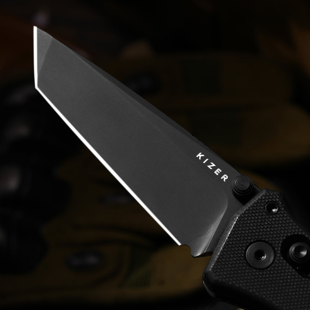 KIZER CUTLERY Aegis T | AEB-L | Black G10 | Rescue Hook & Glass Breaker