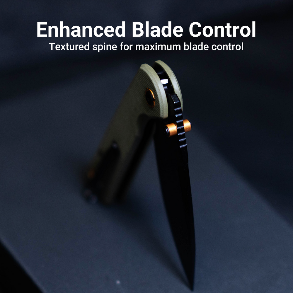 CJRB Latitude Thumb Stud & Top Liner Lock EDC Knife Green G10 Handle(3.47'' AR-RPM9 Steel Black PVD Coating Blade) J1975-BGN