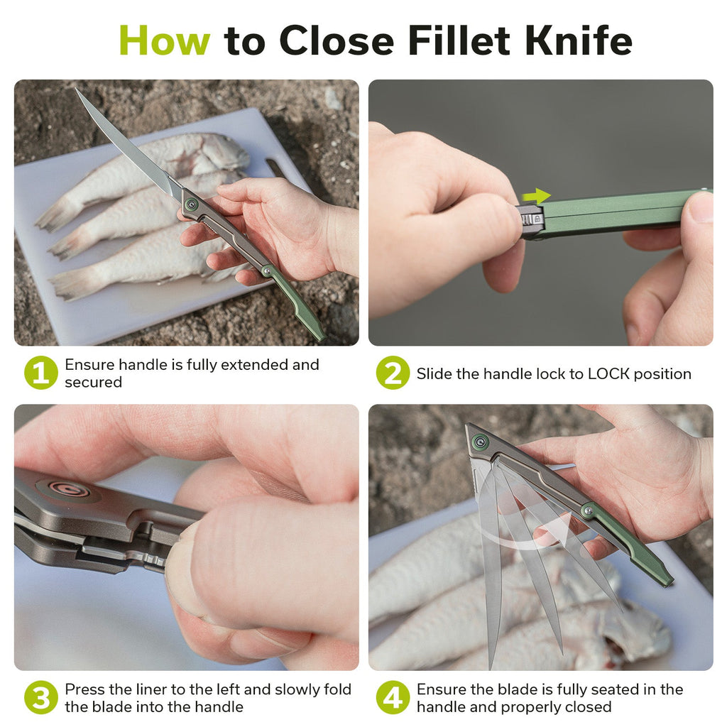 CIVIVI Shawka Folding Fillet Knife Aluminum Handle (5.81" 14C28N Blade) C22029B-3, With 1PC Black Nylon Sheath