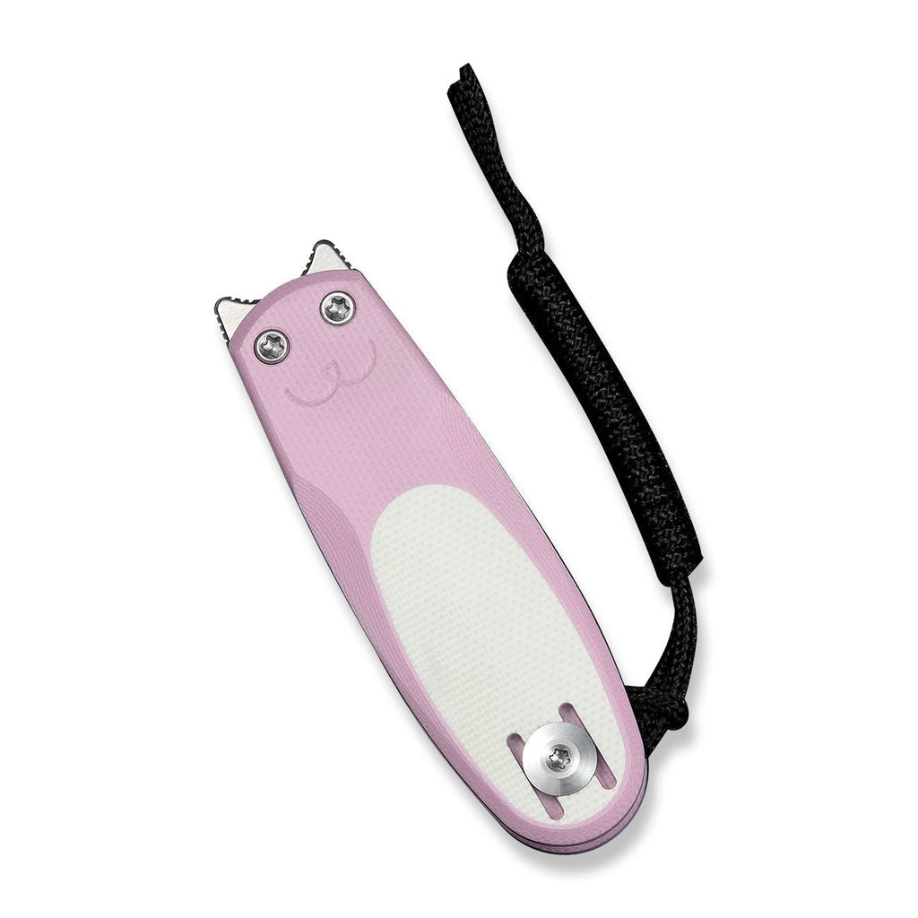 CIVIVI Purr Flipper & Slip Joint Knife Powder Pink & White G10 Handle (1.83" Satin Finished Nitro-V Blade) C25054-4, With 1PC Black Lanyard