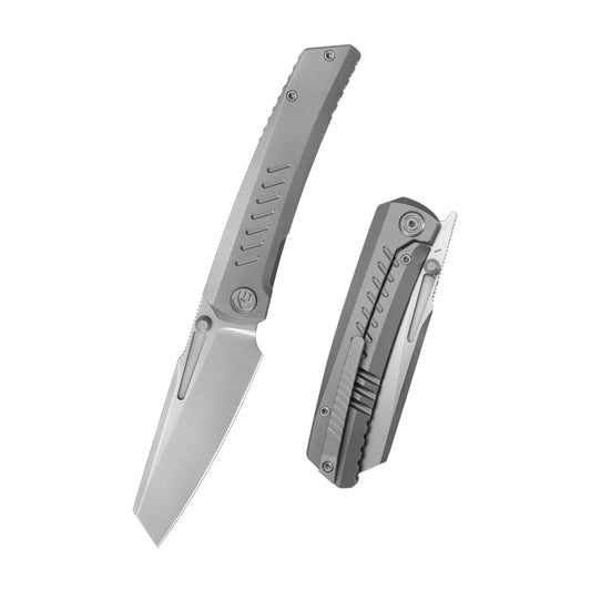 KB Insomnia Frame Locking Folding Knife Gray Sandblast Titanium Handle 3.46" Silver Bead Blast M390 Blade KB441A