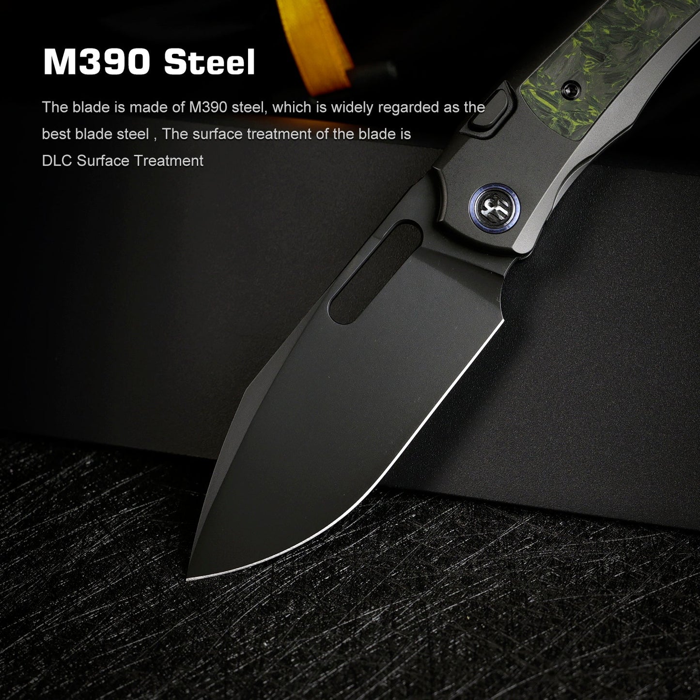 REMETTE RT-Orca Knife Button+Frame Lock M390 Blade Titanium Handle Outdoor Camping Knives ORCALS
