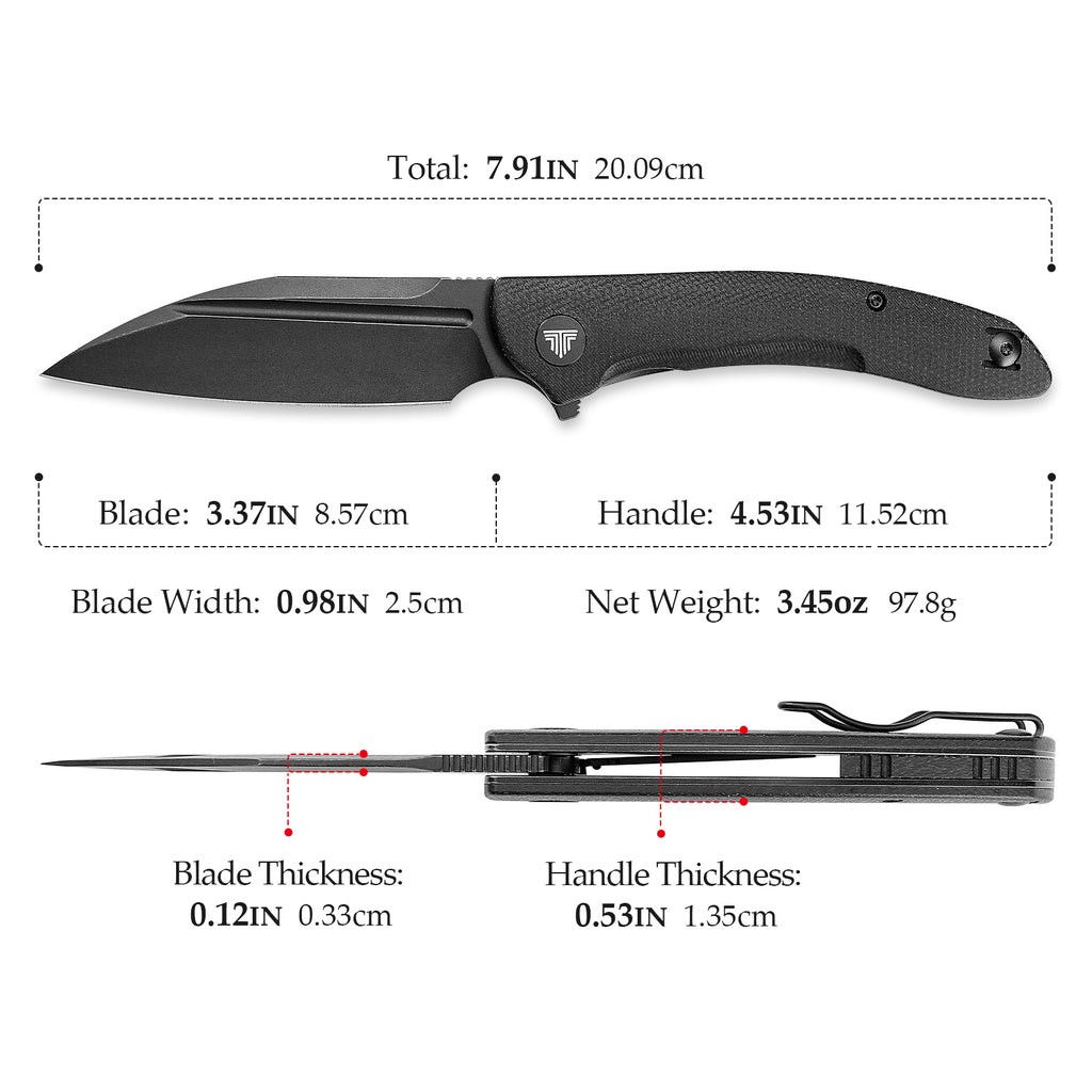 TRIVISA Cuckoo-BM Liner Lock EDC Folding Pocket Knife 3.37'' 14C28N Steel Blade,Micarta Handle