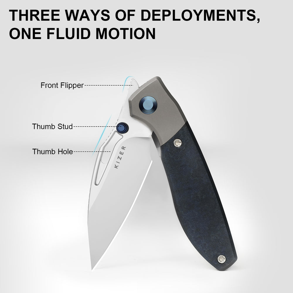 KIZER CUTLERY Shrike | S45VN | Titanium & Richlite | Front Flipper | Ki3746A3
