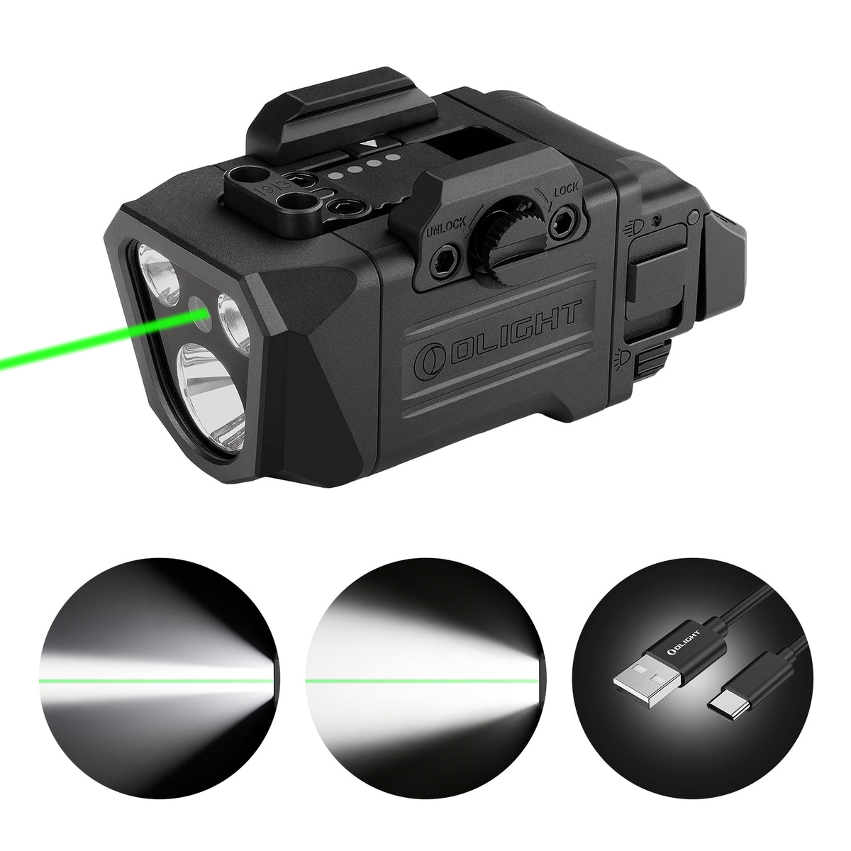 OLIGHT PL X GL 3-in-1 Rail-Mounted Light: Floodlight, Spotlight & Green Beam