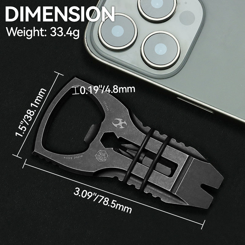 KANSEPT KNIVES PryOfSorts Titanium EDC Multi-Tool | Pry Bar, Bottle Opener & Magnetic Bit Driver | Blackwash Anodized | Designed by Koch Tools-C010A2
