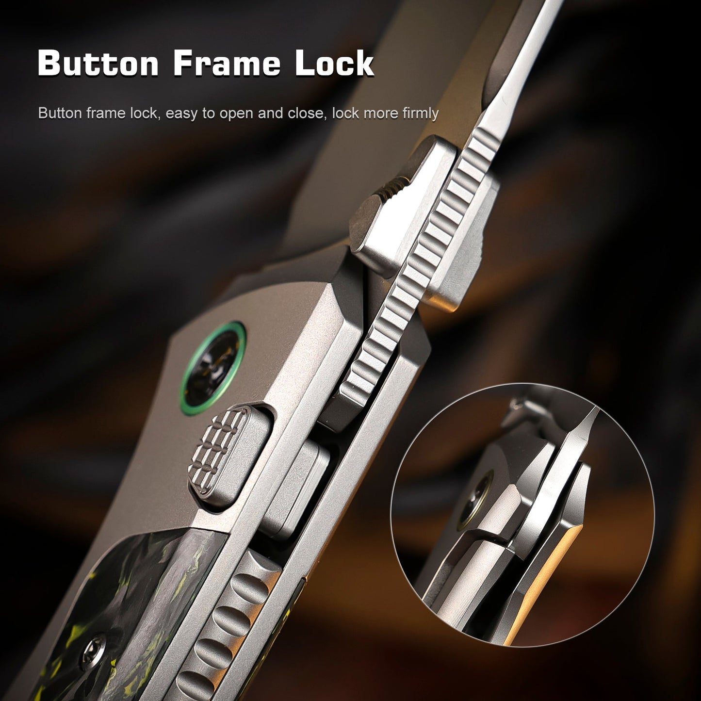 REMETTE RT-Steed Innovative Button Frame Lock M390 Blade Titanium Carbon Fiber Handle Folding Pocket Knife RTWS-TY
