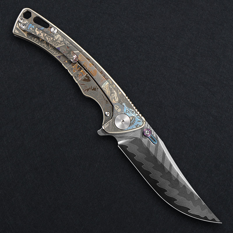 CH Otoman Frame Lock Sliver Ti （3.75'' Mirror Elmax core)