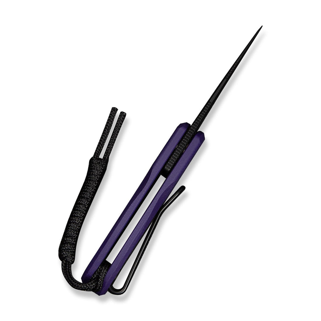 CIVIVI Purr Flipper & Slip Joint Knife Purple & Black G10 Handle (1.83" Black Stonewashed Nitro-V Blade) C25054-3, With 1PC Black Lanyard