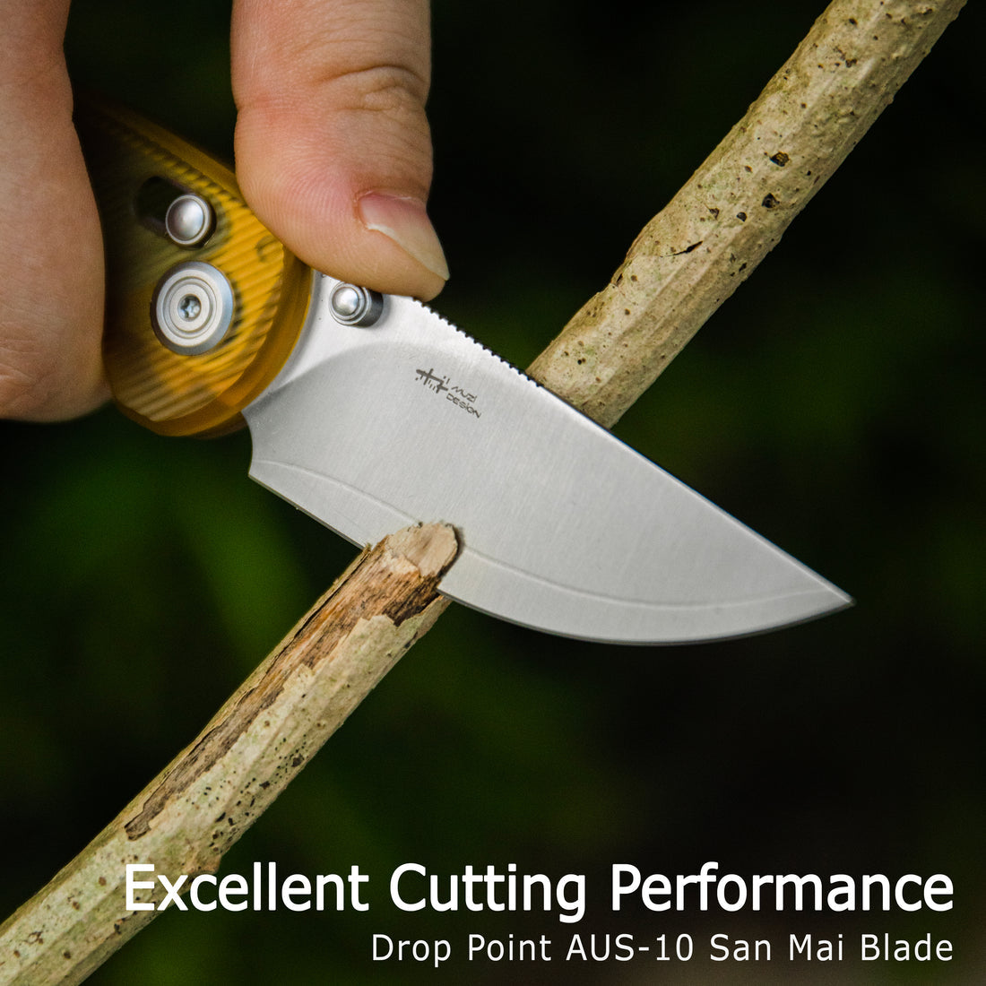 Kubey Sparrow Crossbar Lock Everyday Carry Folding Knife Black G10 Handle 2.2" Satin San Mai AUS-10 KU449A