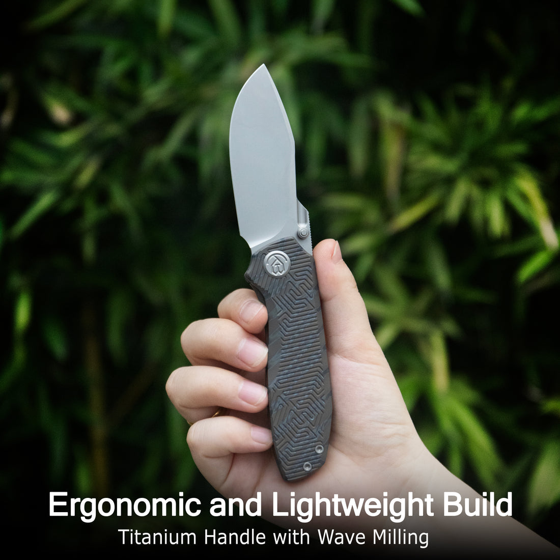 KB Agera Frame Lock Pocket Folding Knife Regular DLC Titanium w/ Maze Pattern Milling Handle 3.03'' Regular DLC M390 Blade KB437C