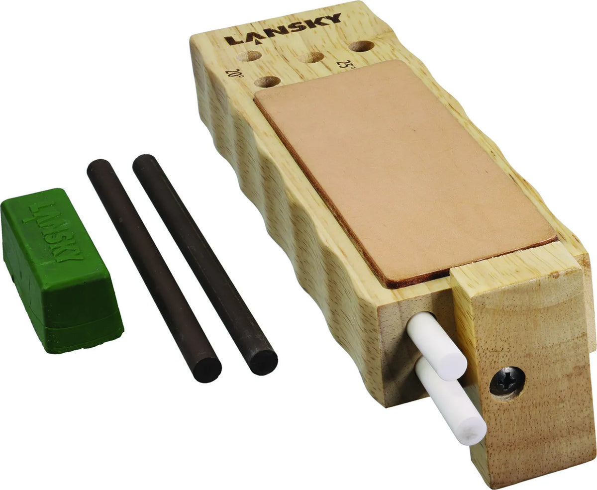 LANSKY 4-Rod Ceramic TurnBox Crock Stick® Knife Sharpener with Leather Strop