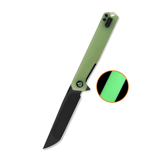 QSP Mantis Liner Lock Pocket Knife Nitro V blade Glow-in-the-Dark G10 handle