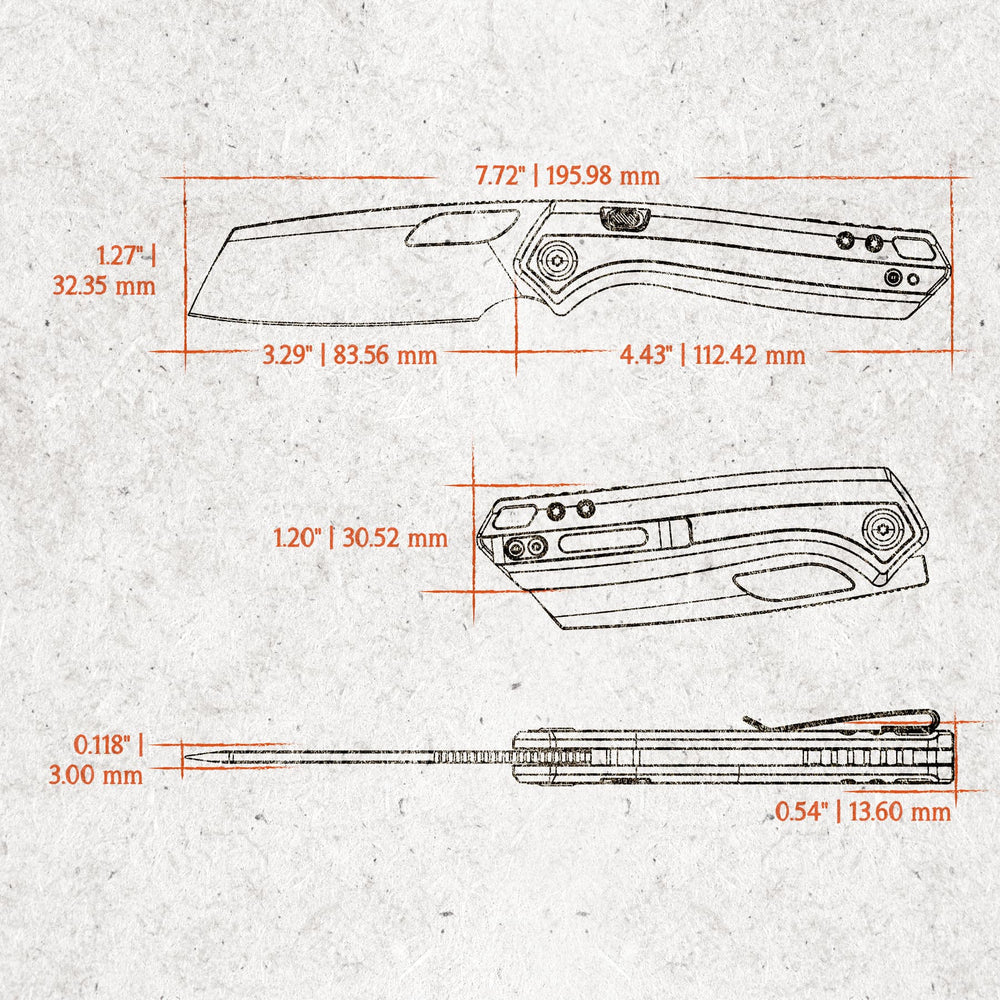 VOSTEED Kroc 329 -Top Liner Lock (3.29" S35VN Blade & Aluminum & Topo G10 Handle) - A1810
