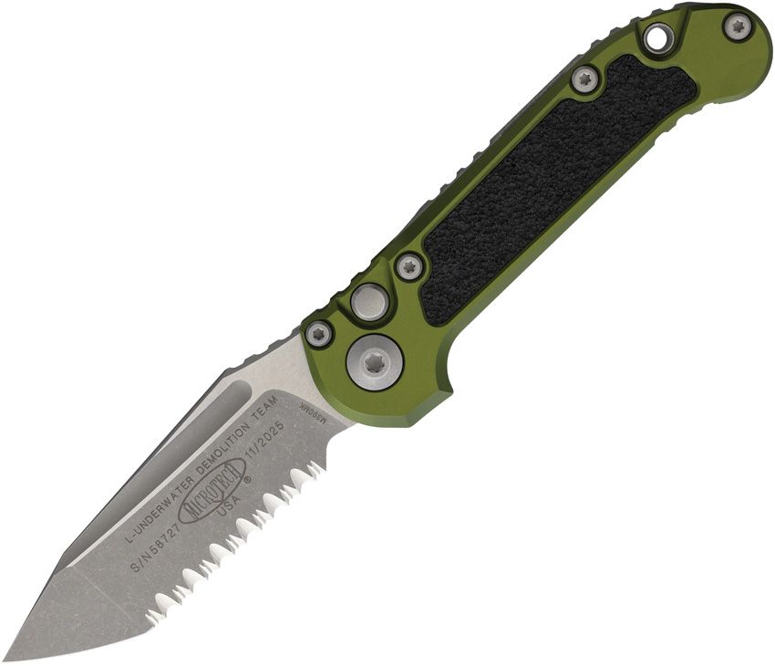 Microtech Gear L.U.D.T.® GEN III T/E APOCALYPTIC FULL SERRATE OD GREEN (1136-12APOD)