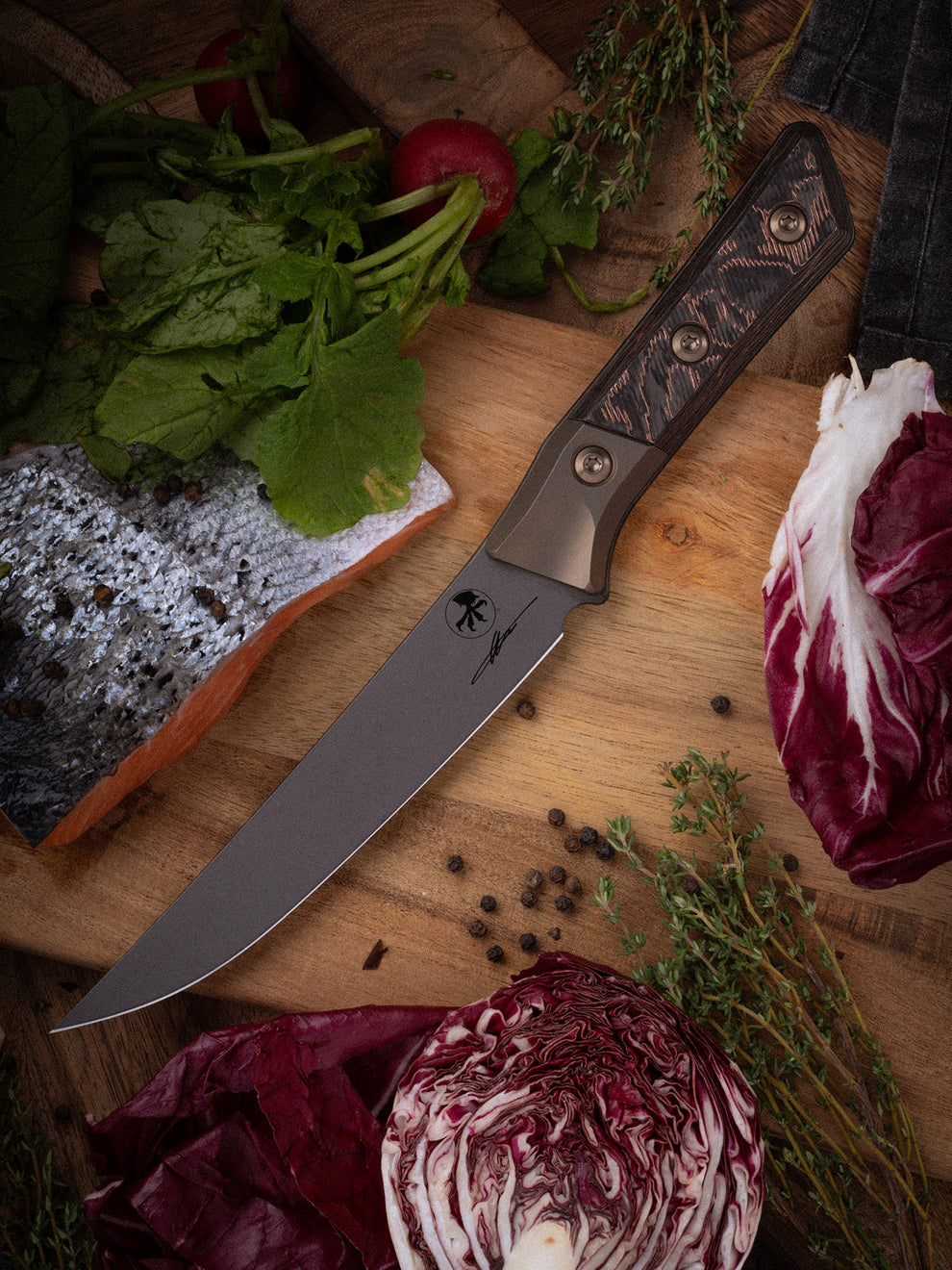 Microtech Gear BONING KNIFE DLC STANDARD BRONZED TITANIUM BOLSTER LIVE-WIRE CARBON FIBER (3100B-1DLCLWCFS)