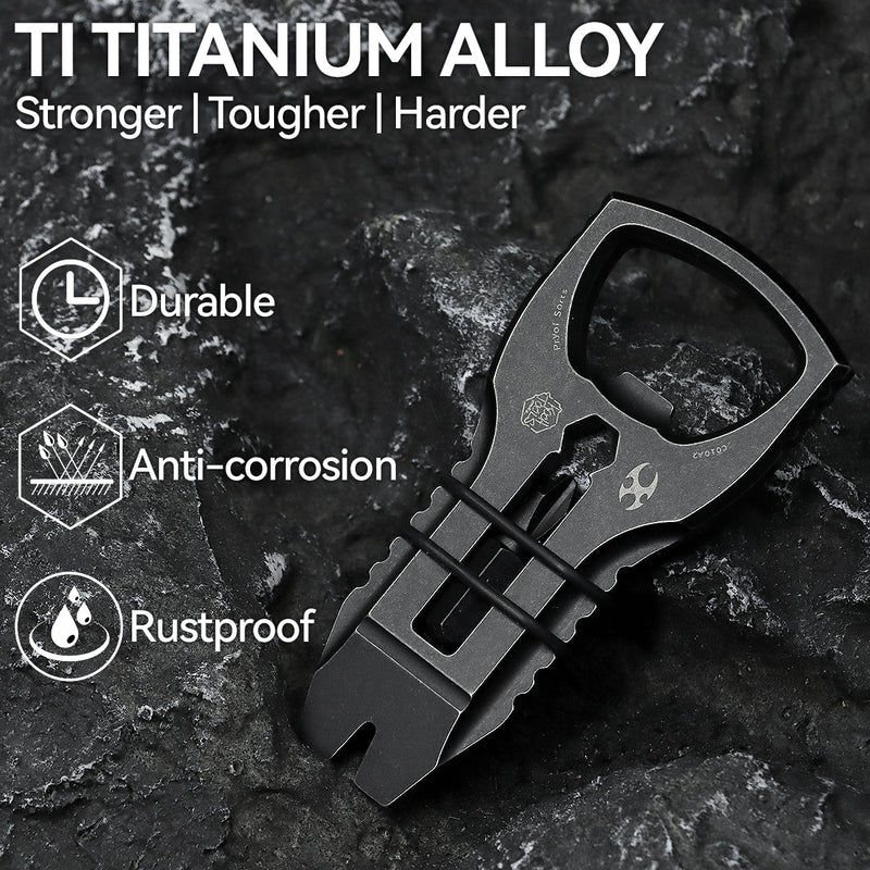 KANSEPT KNIVES PryOfSorts Titanium EDC Multi-Tool | Pry Bar, Bottle Opener & Magnetic Bit Driver | Blackwash Anodized | Designed by Koch Tools-C010A2