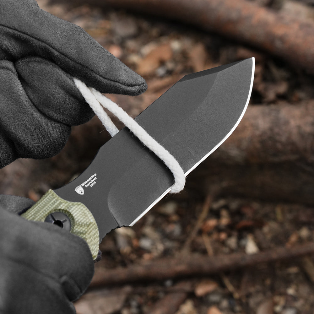 KIZER CUTLERY Sheepdog® Survival | Hammer Pommel · Bow Drill Divot | Green Micarta