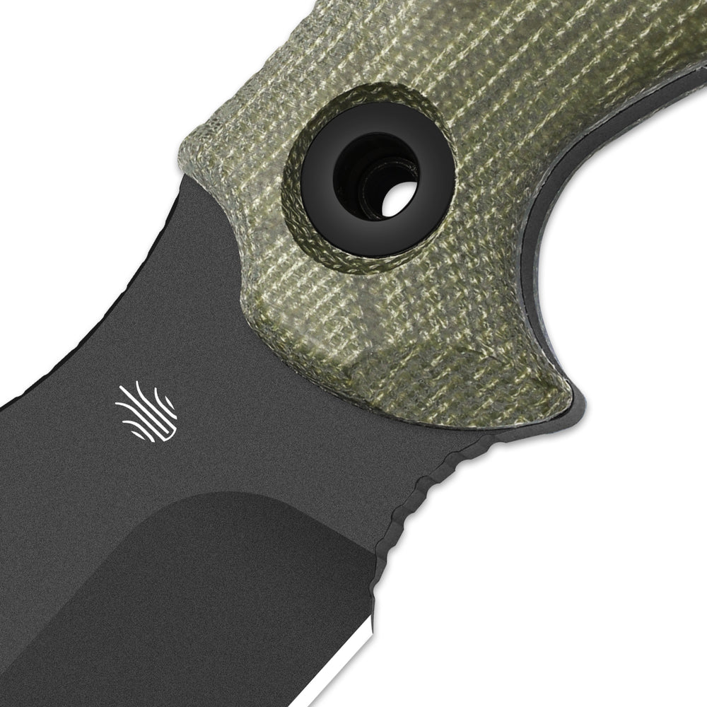 KIZER CUTLERY Sheepdog® Survival | Hammer Pommel · Bow Drill Divot | Green Micarta