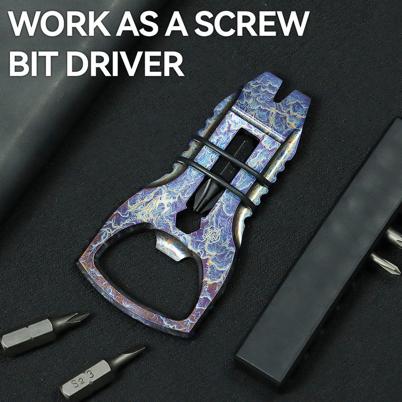 KANSEPT KNIVES PryOfSorts Titanium EDC Multi-Tool | Pry Bar, Bottle Opener & Magnetic Bit Driver | Lightning Strike Finish | Designed by Koch Tools-C010A3