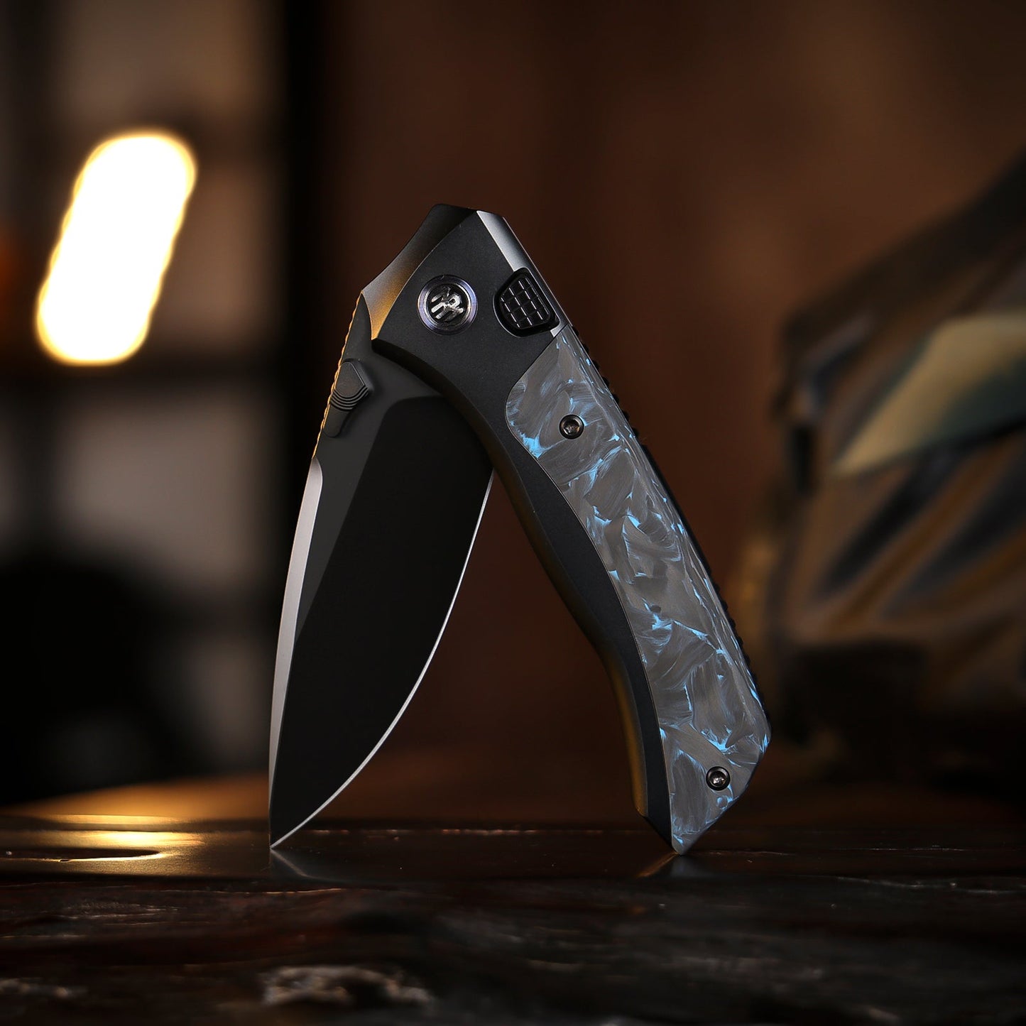 REMETTE RT-Steed Innovative Button Frame Lock Structure Design M390 DLC Blade Titanium Carbon Fiber Handle Knife RTWS-BL