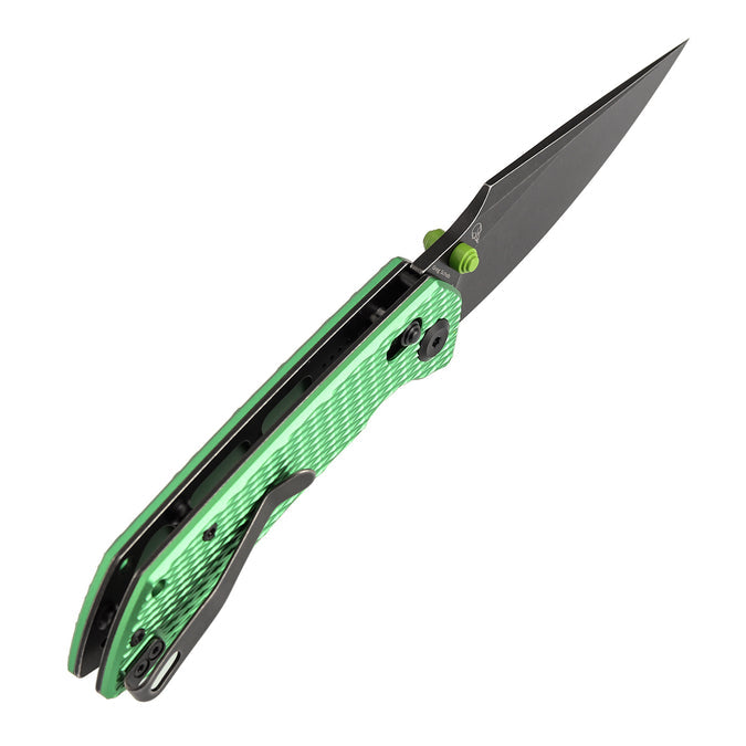 TENABLE KNIVES Fenrir Cross Bar Lock Folding Knife| 3.48'' Blackwash Nitro-V Blade | Green Anodized Aluminum with Diamond Patter Handle | Sparrow Knife Design| T1034V16